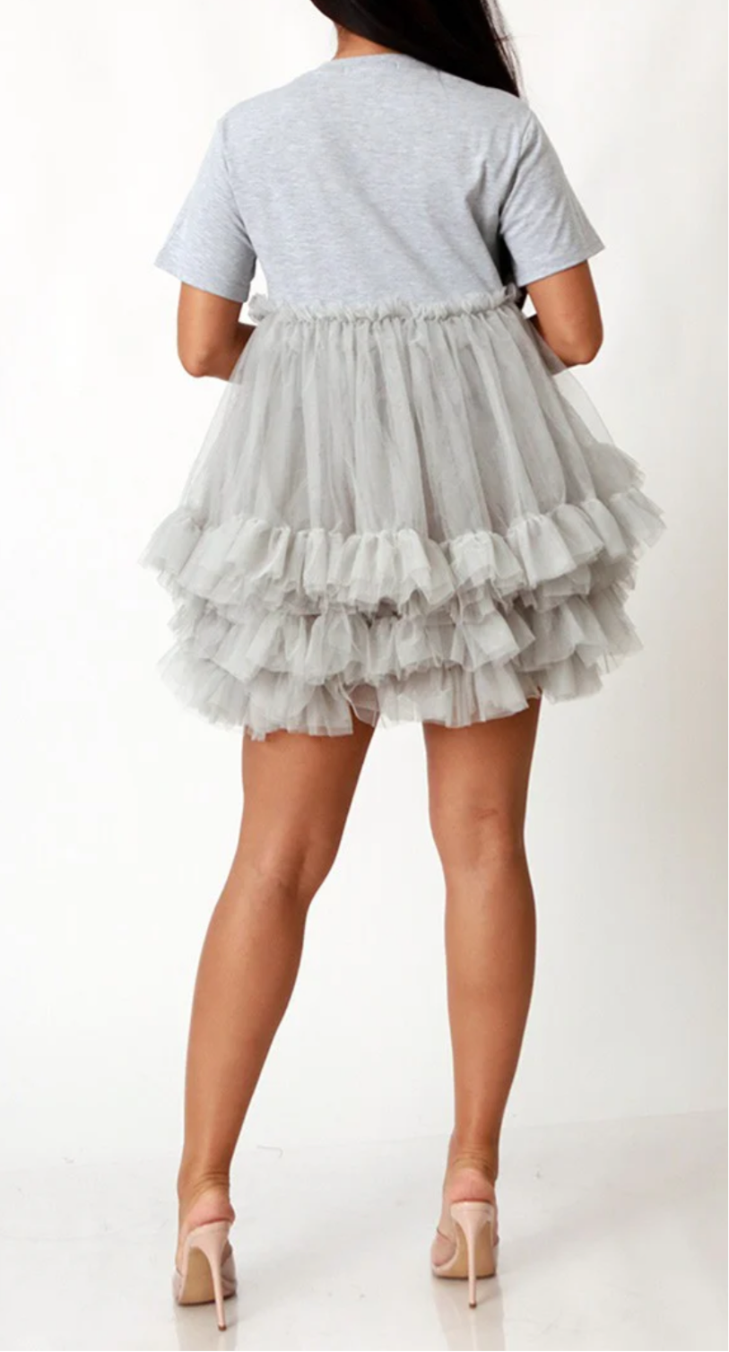 Skylar Grey Tulle Babydoll Dress