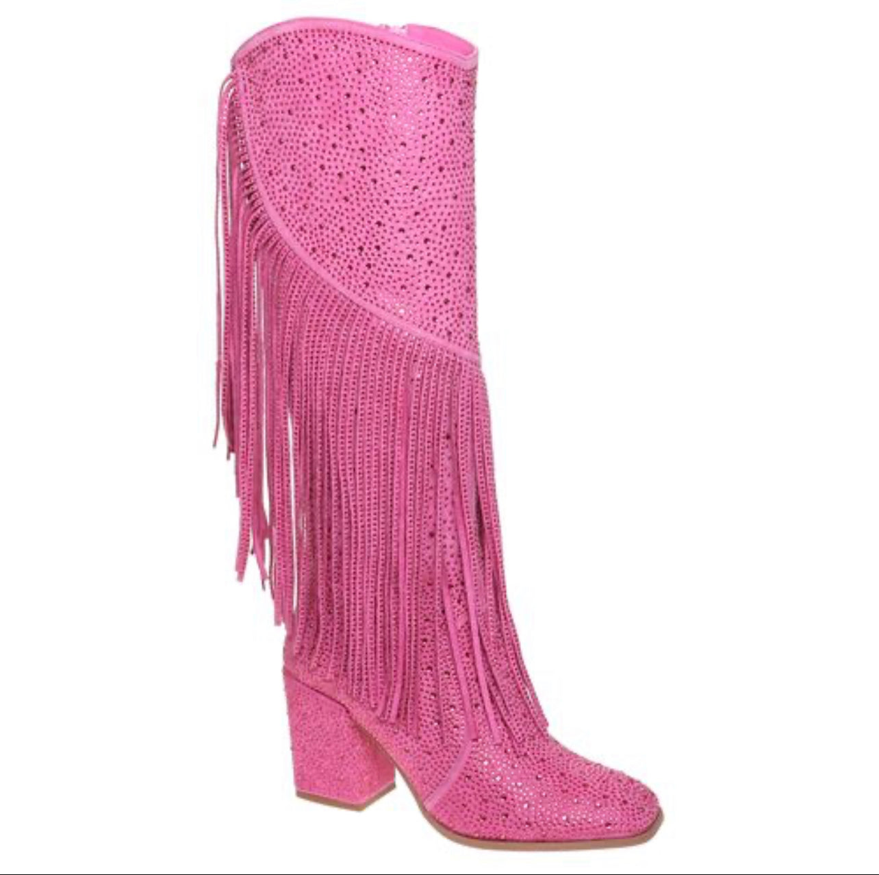 Stand Out Fringe Boot-Fuchsia Pink