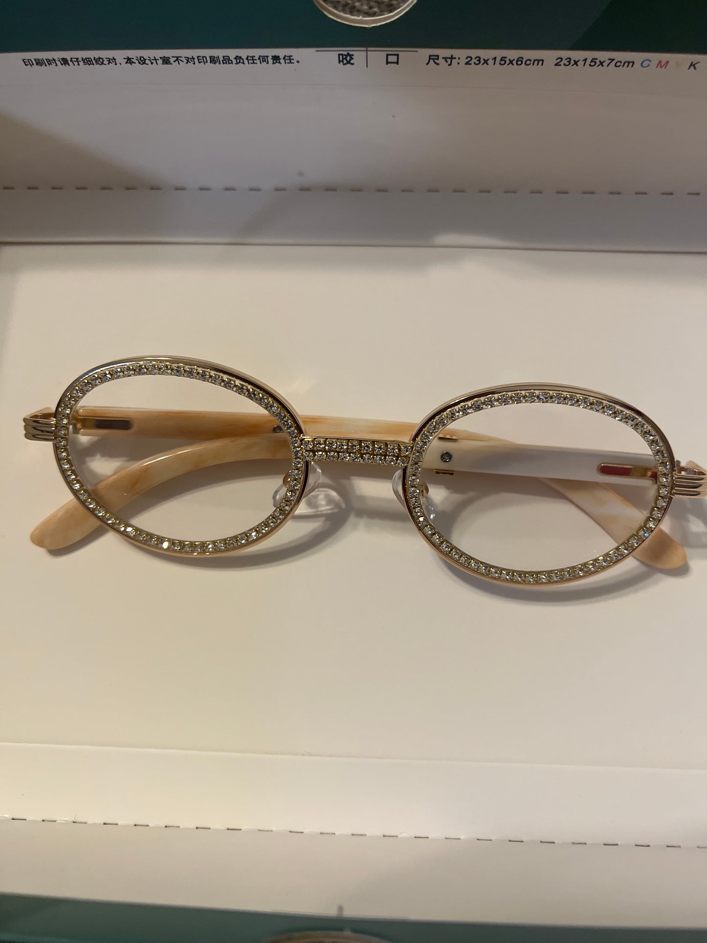 Flossy Oval Rhinestone Sunglasses