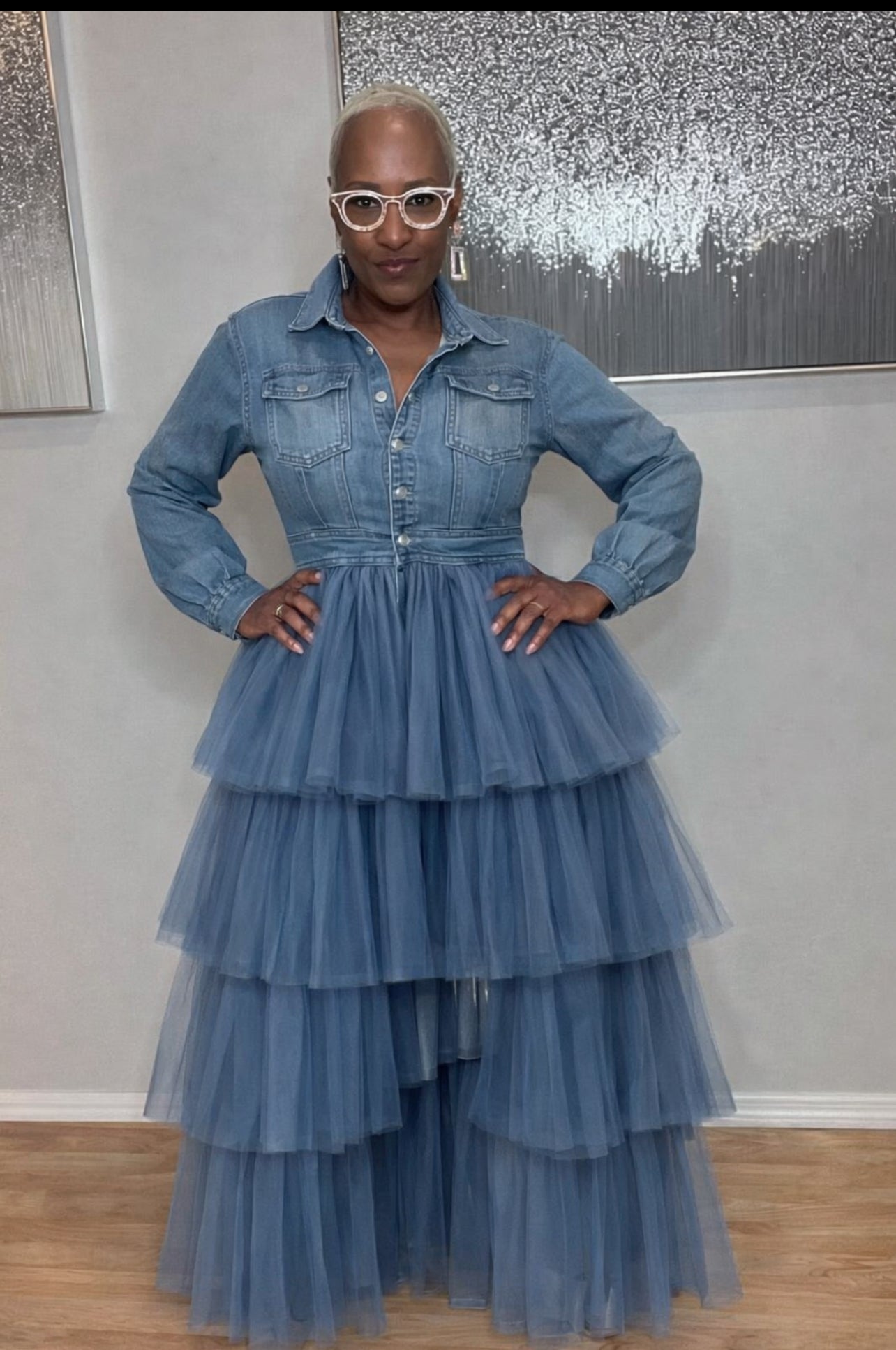 Get It Girl Denim Tulle Dress