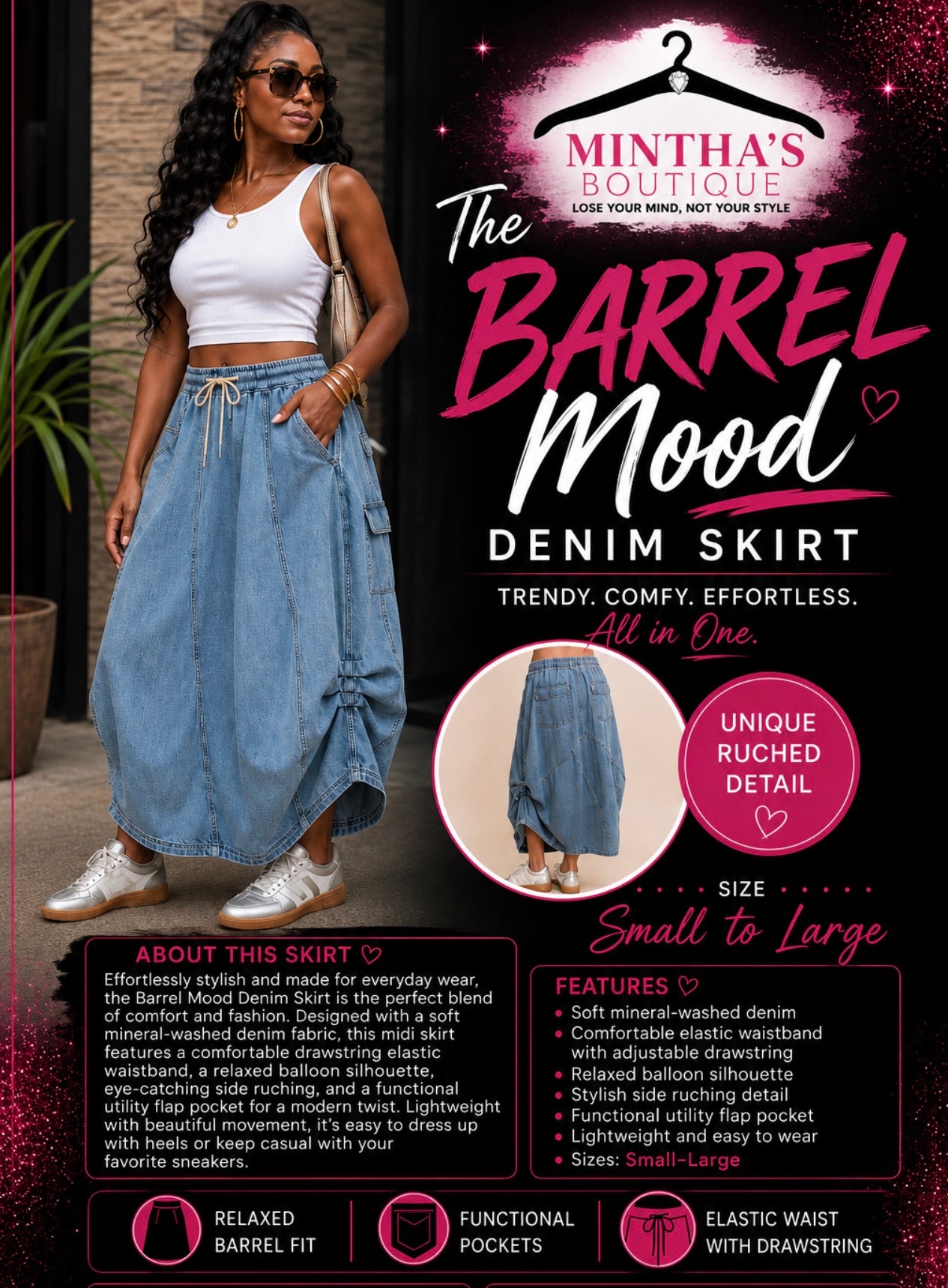 The Barrel Mood Denim Skirt_RESTOCK Ship out 3Aug
