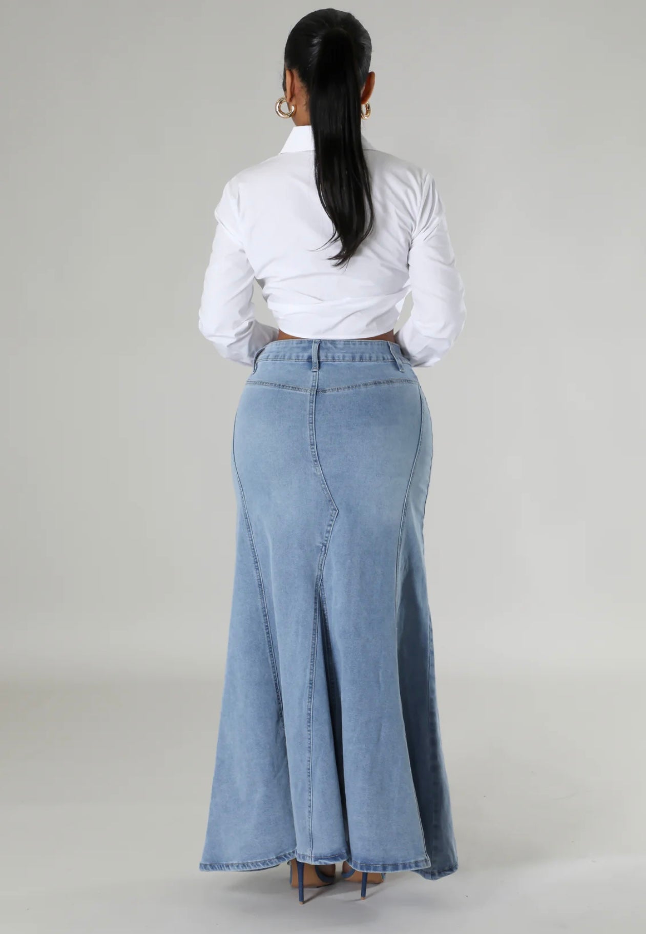 Demi Hight Waist Denim Mermaid Skirt _2X
