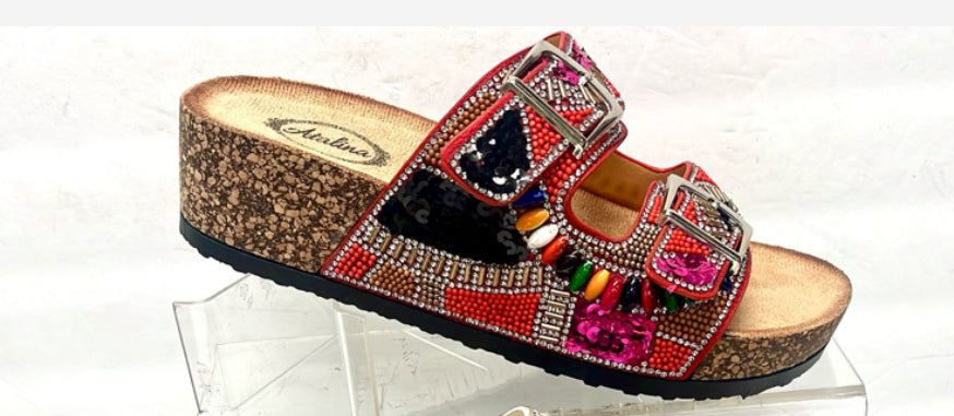 Georgia Multi Color Sandal_Red