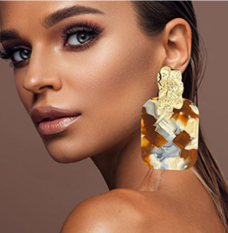 Oversized Patterned Celluloid Earrings
