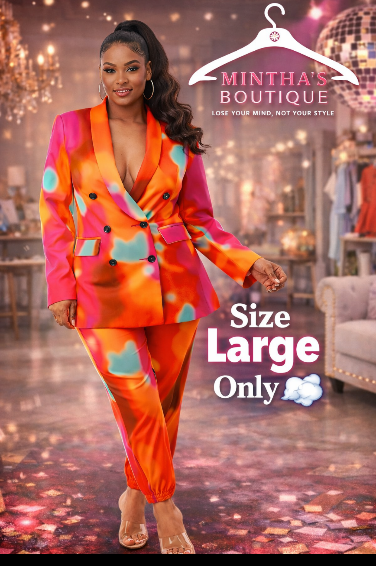 Double Buttons Blazer Jacket & Jogger Pants Set