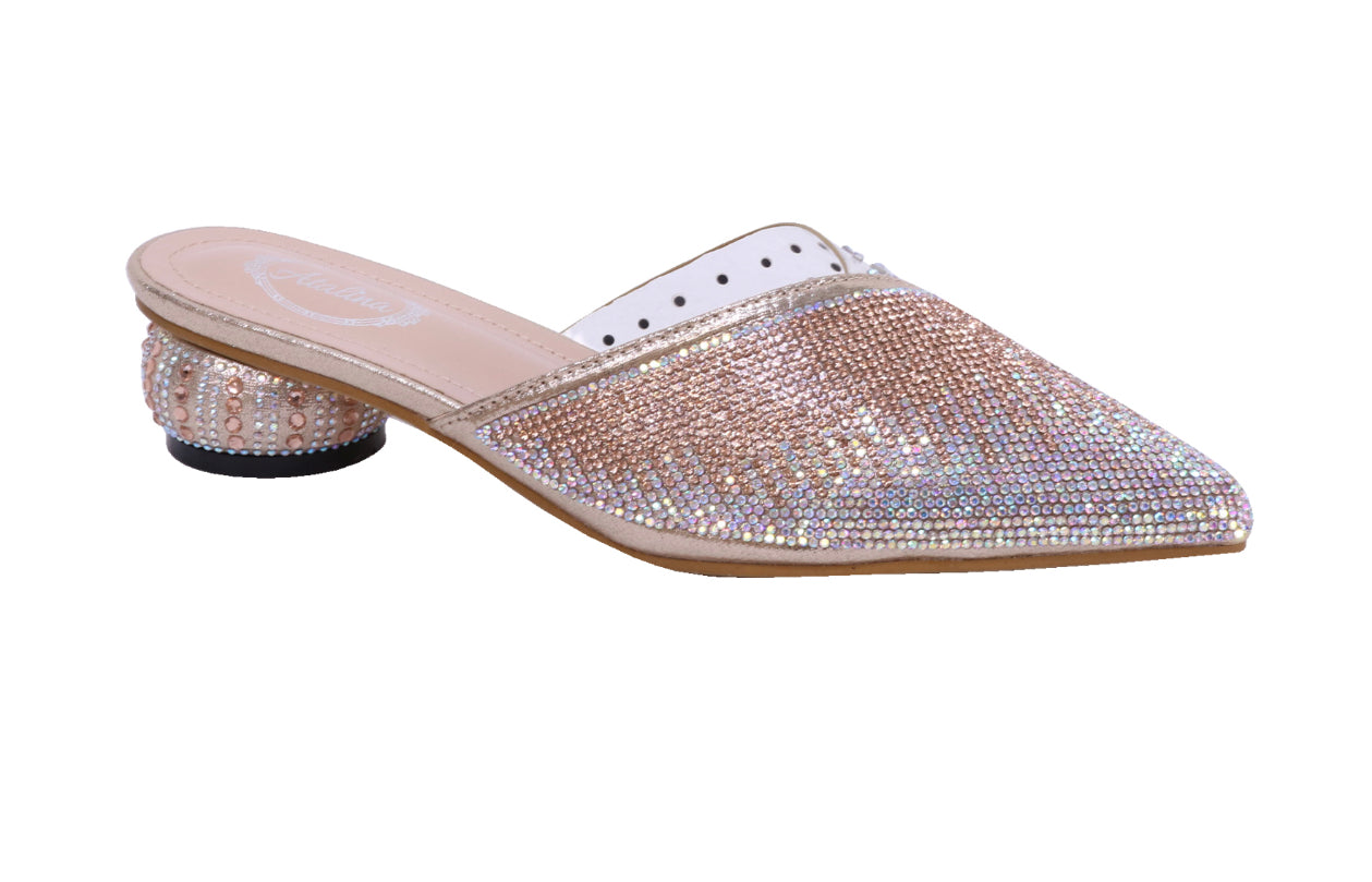 Crunch Champagne Rhinestone Mule