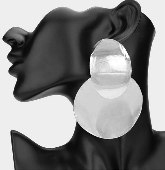Oversized Metal Disc Link Earrings
