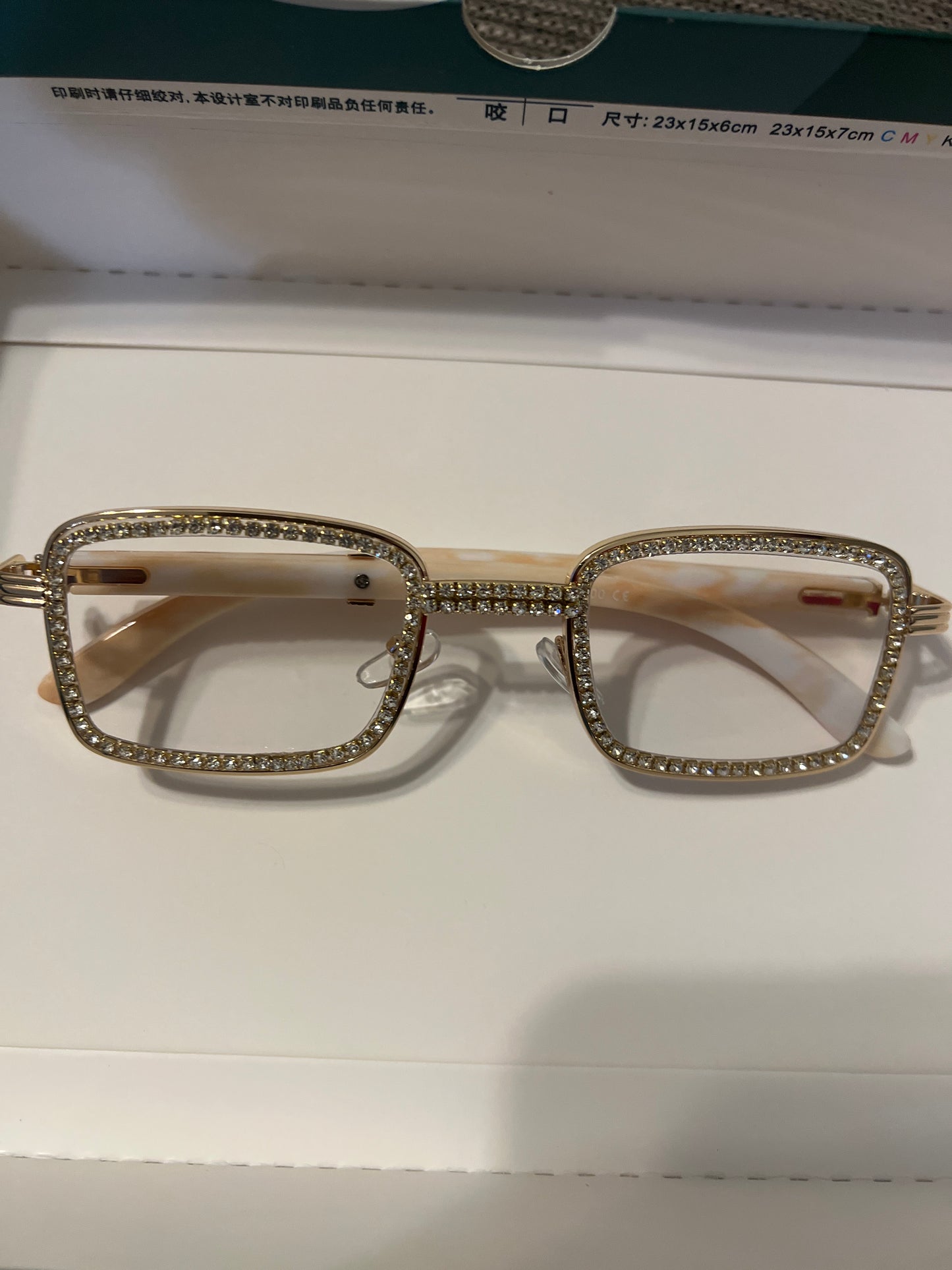 Flossy Rectangle Rhinestone Sunglasses 5276