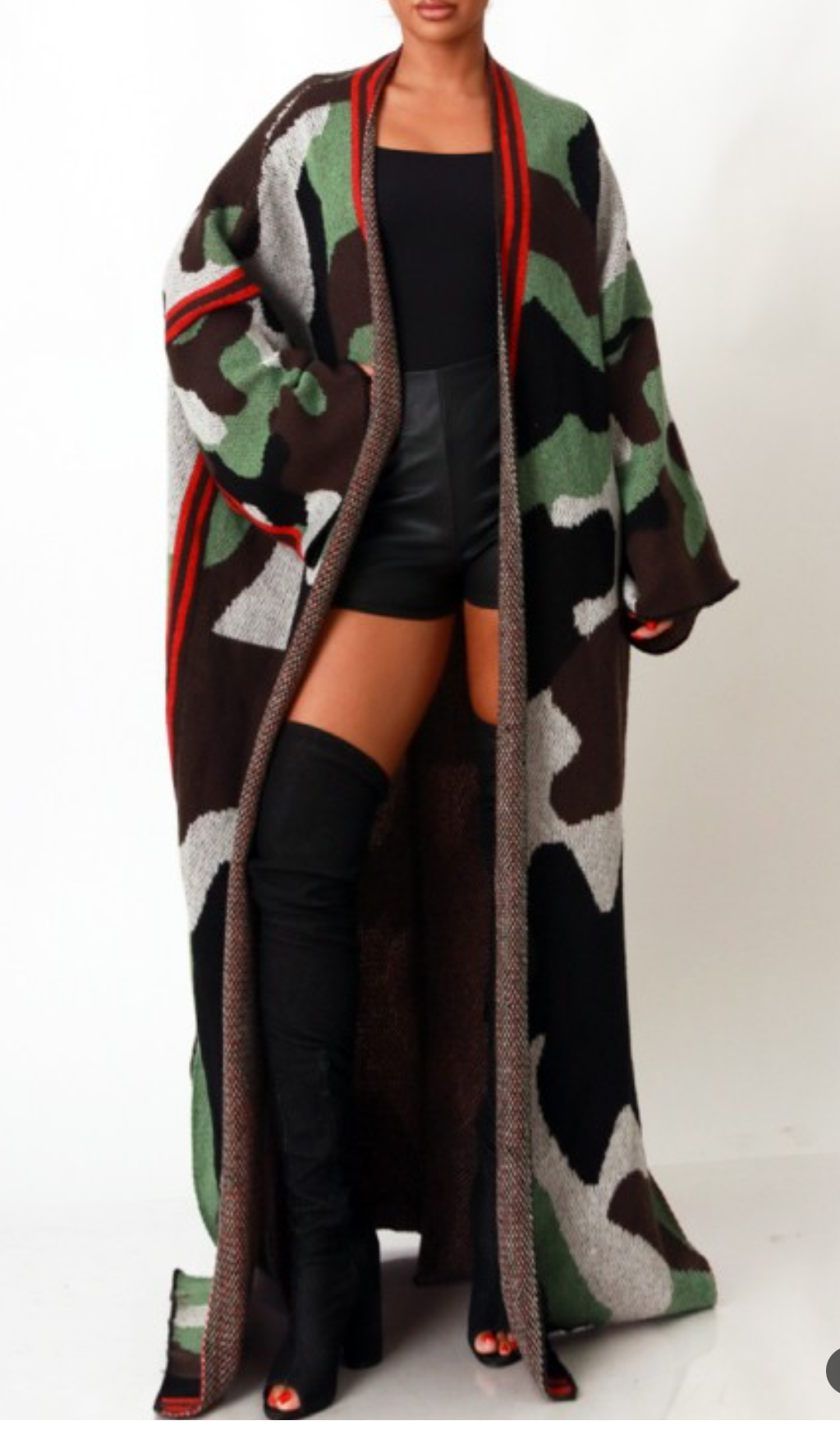 CAMO CHIC WOOL CARDIGAN DUSTER NO HOODIE