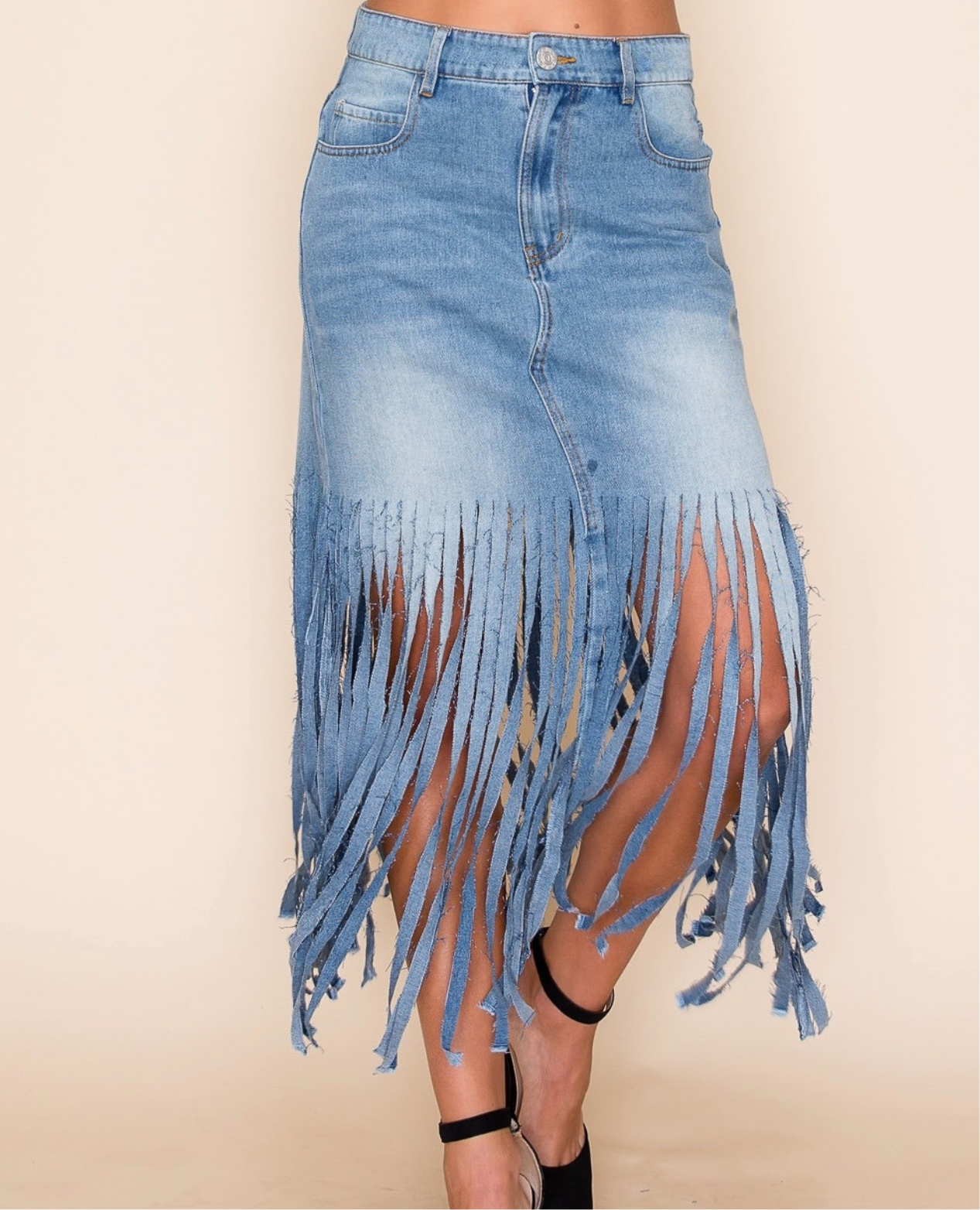 Mayhem Fringe Denim Skirt