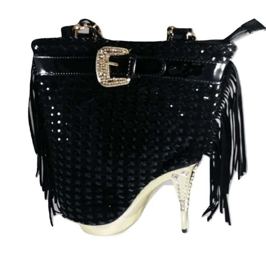 Zippered Big Heel Statement Handbag