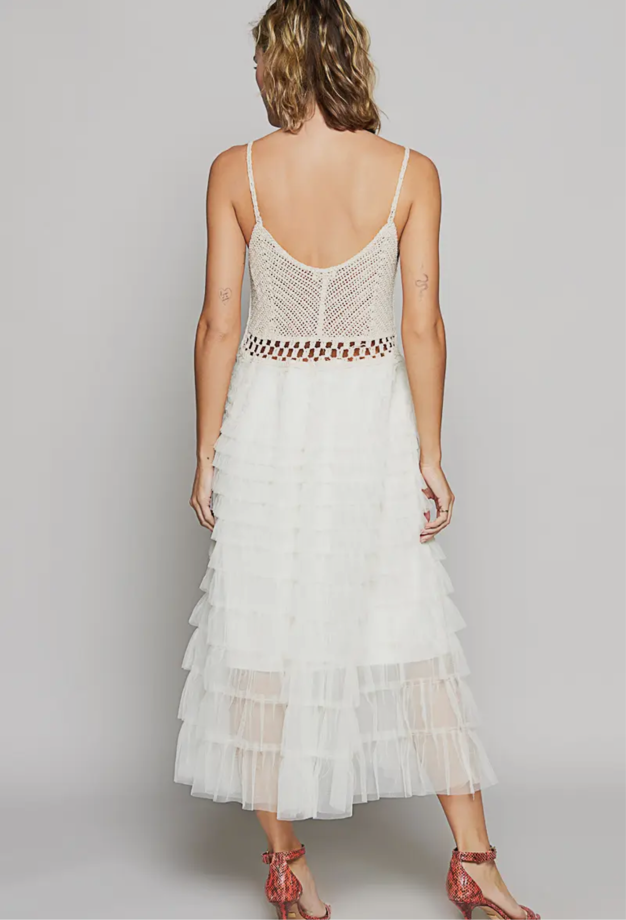 Day Dream Crochet Lace Ruffle Dress_One Size