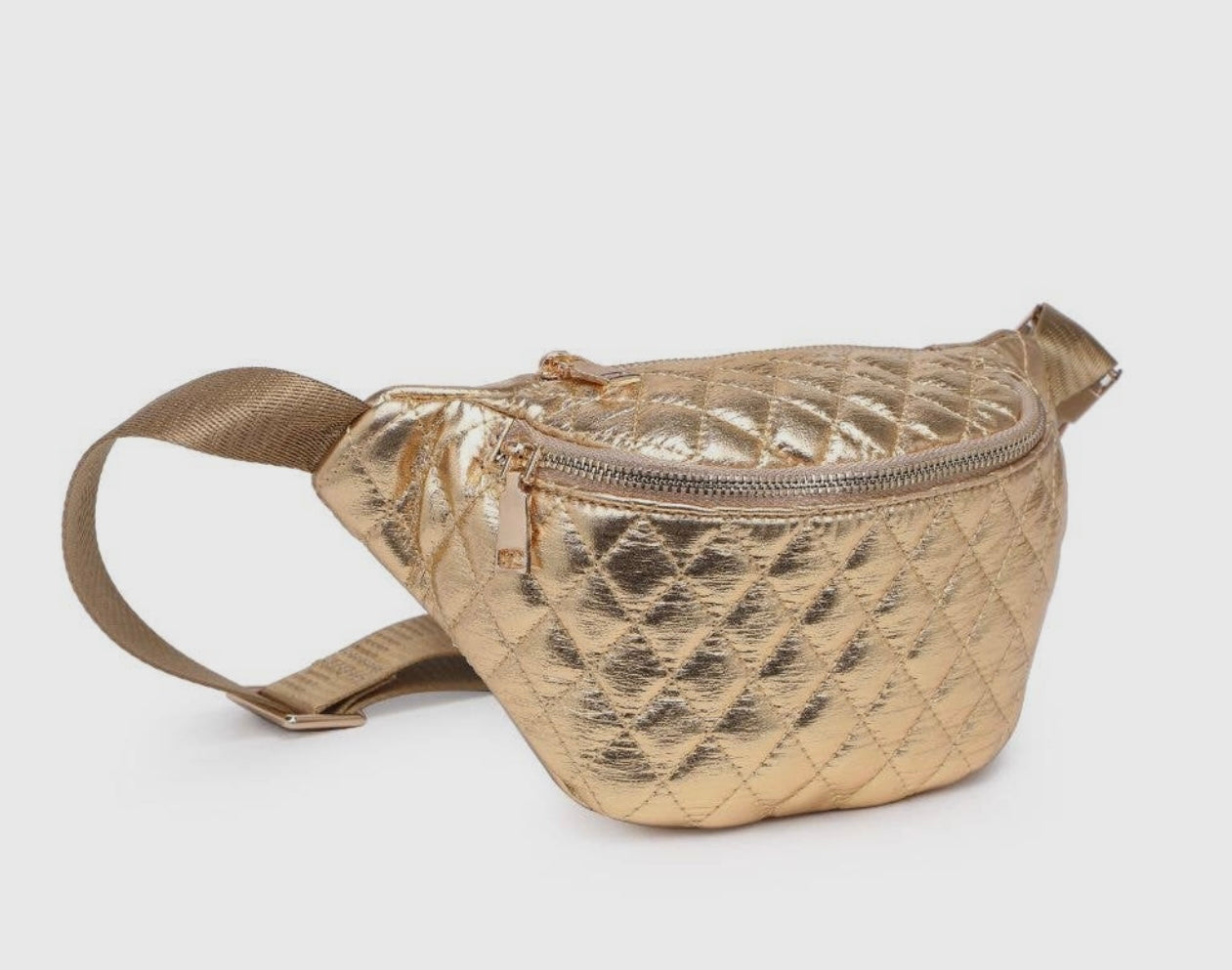 Breonna Gold Metallic Quilted Belt Bag