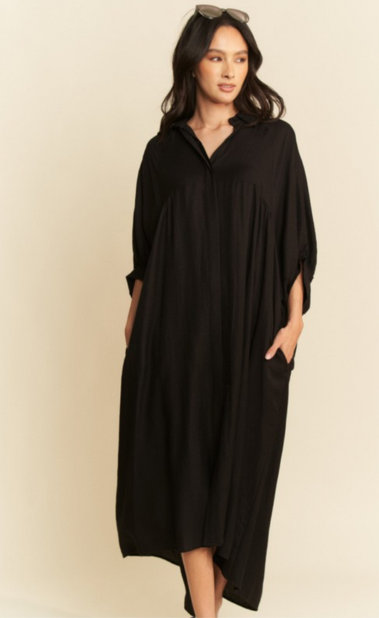 A Piece of Black Open Back Dress