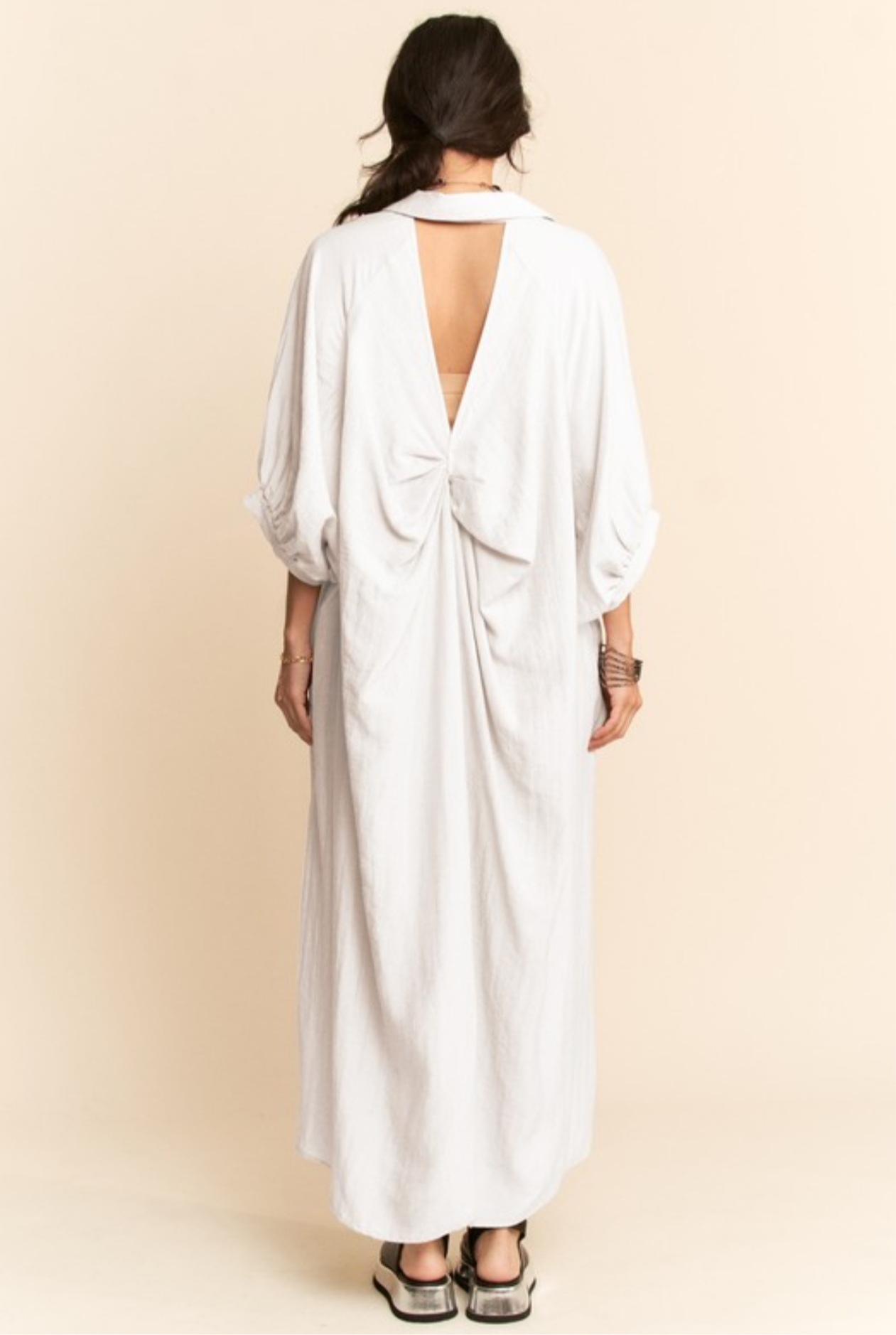 A Piece of White Open Back Dress