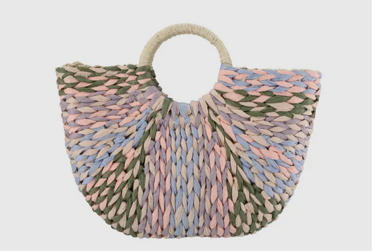 COLORFUL STRAW HANDBAG_Purple