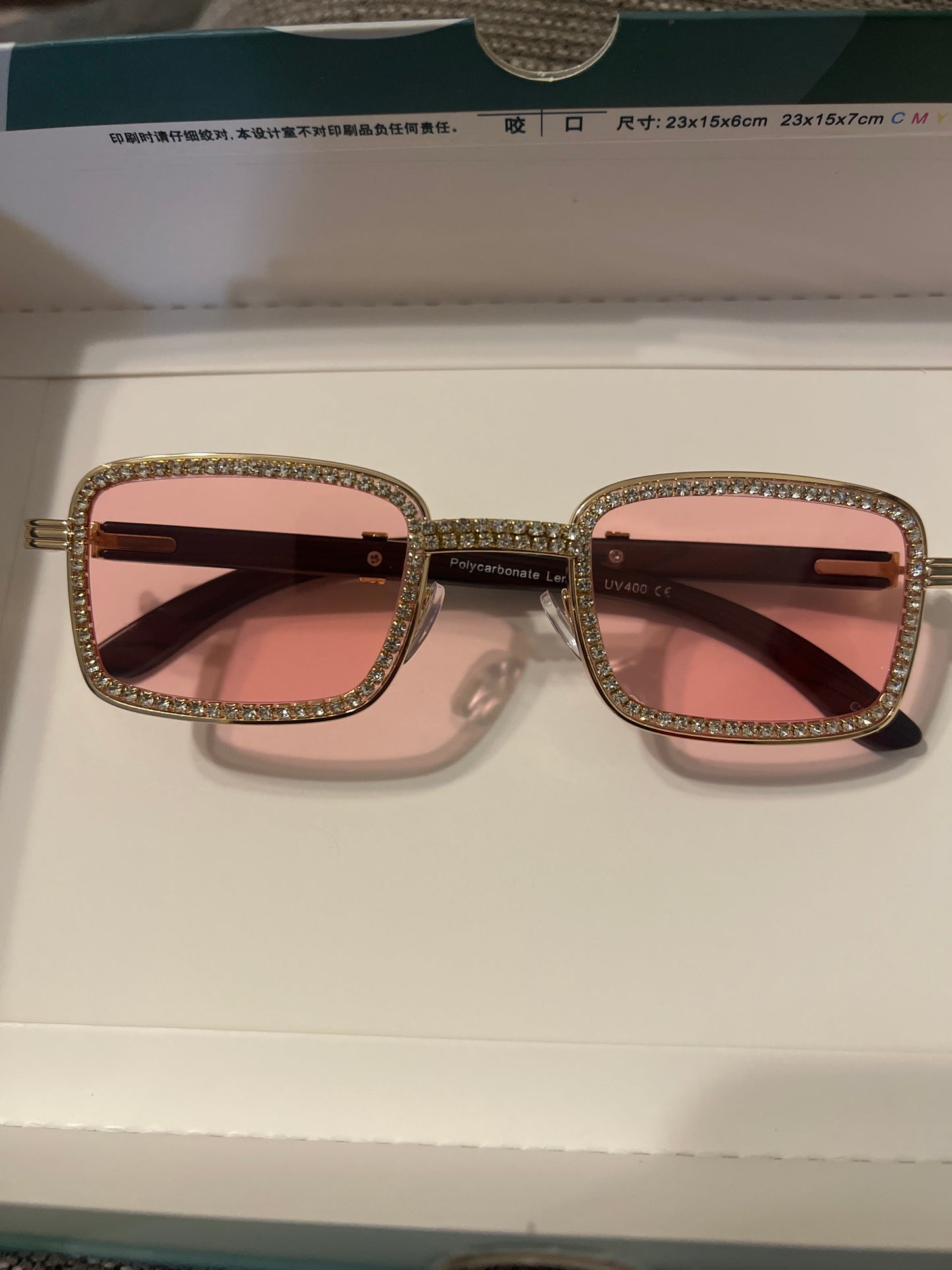 Flossy Rectangle Rhinestone Sunglasses 5276