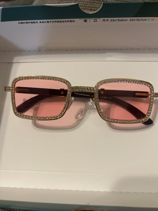 Flossy Rectangle Rhinestone Sunglasses 5276