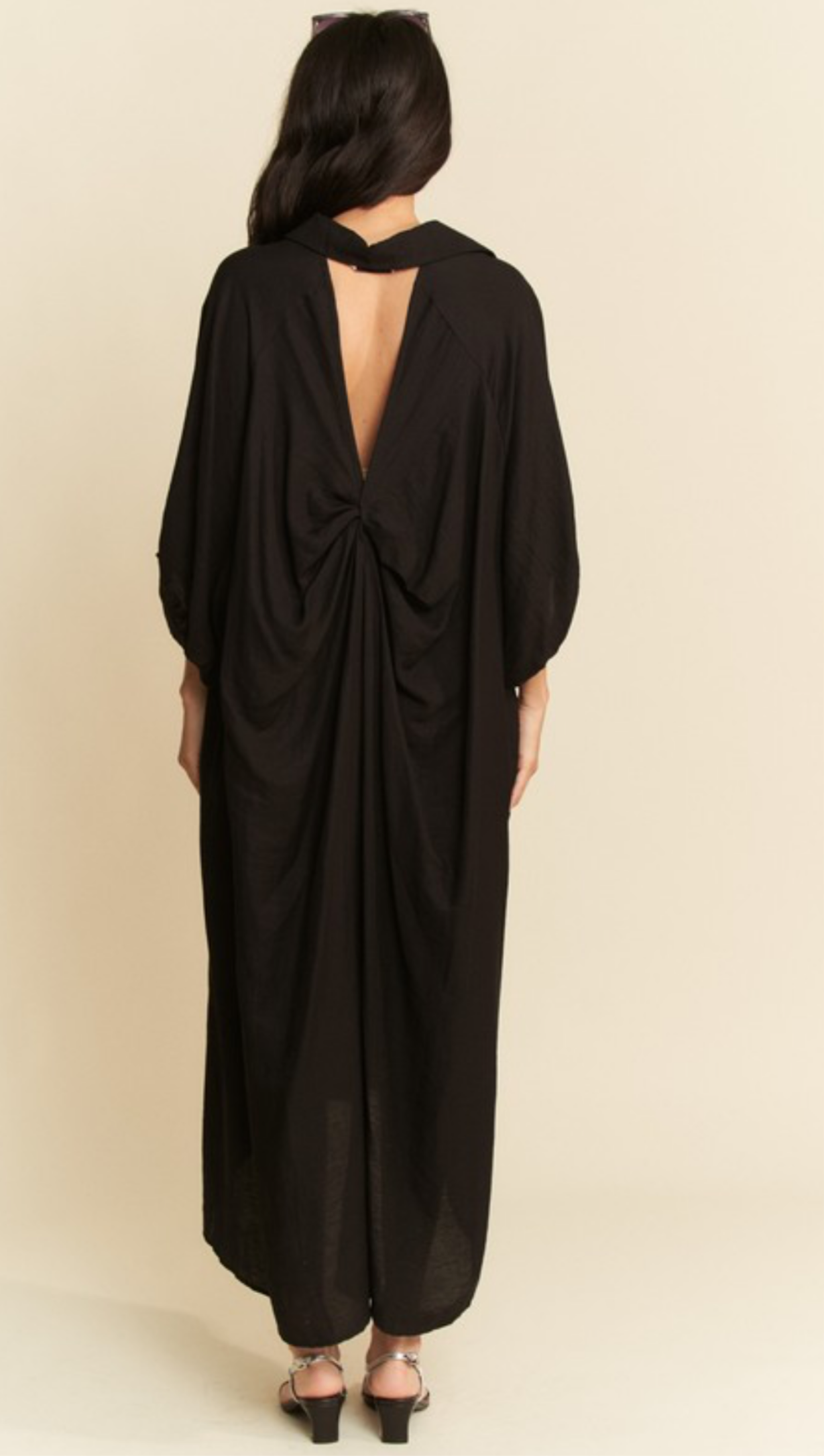 A Piece of Black Open Back Dress