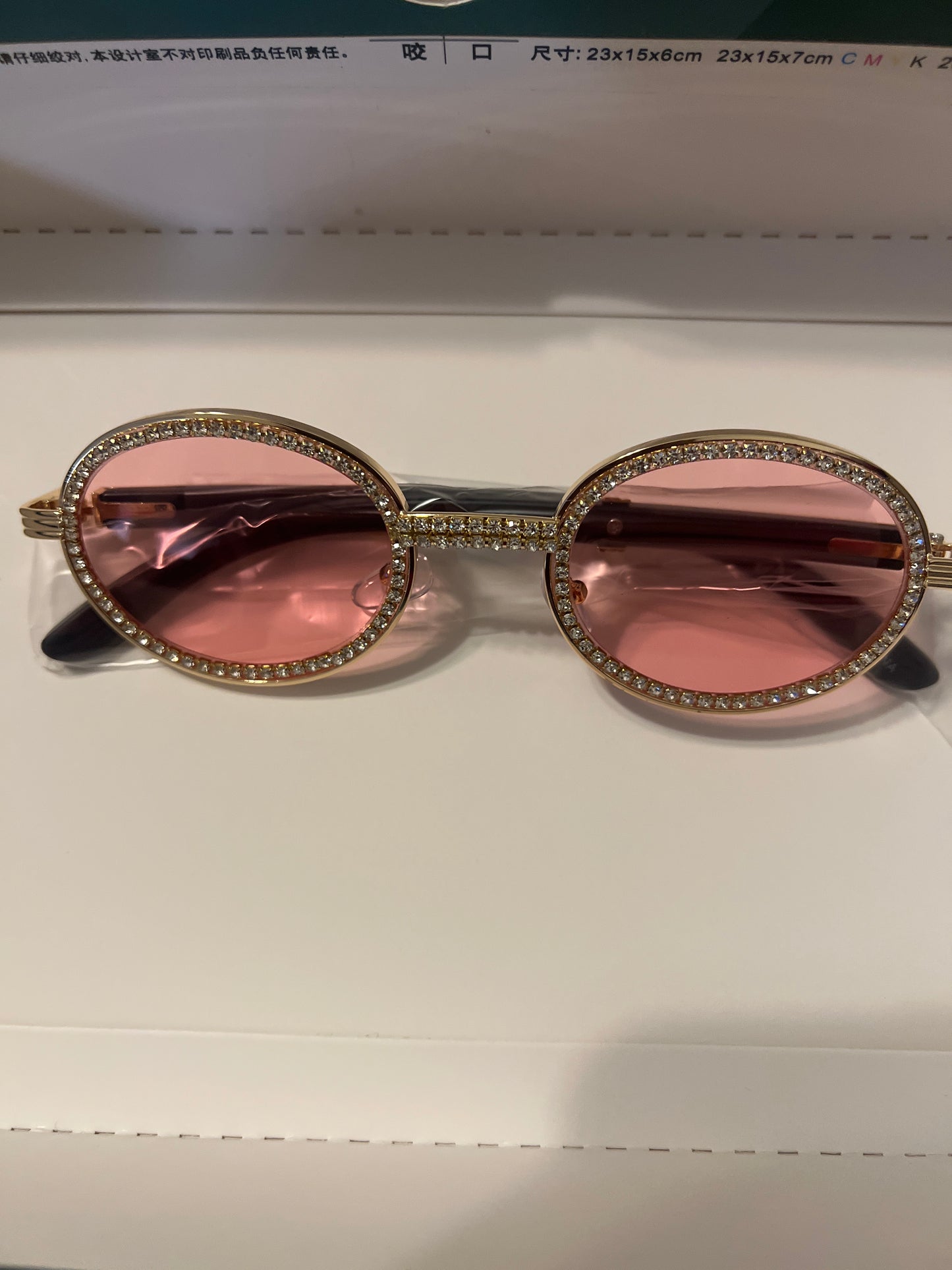 Flossy Oval Rhinestone Sunglasses