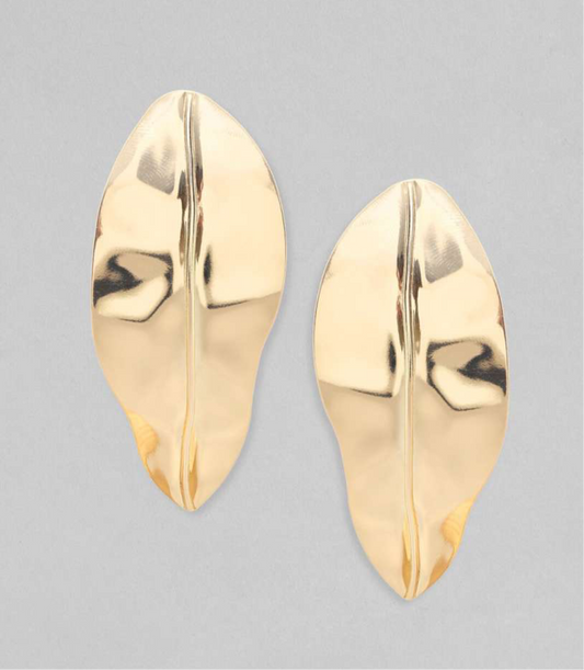 Gold or Silver Plated Leaf Statement Earring