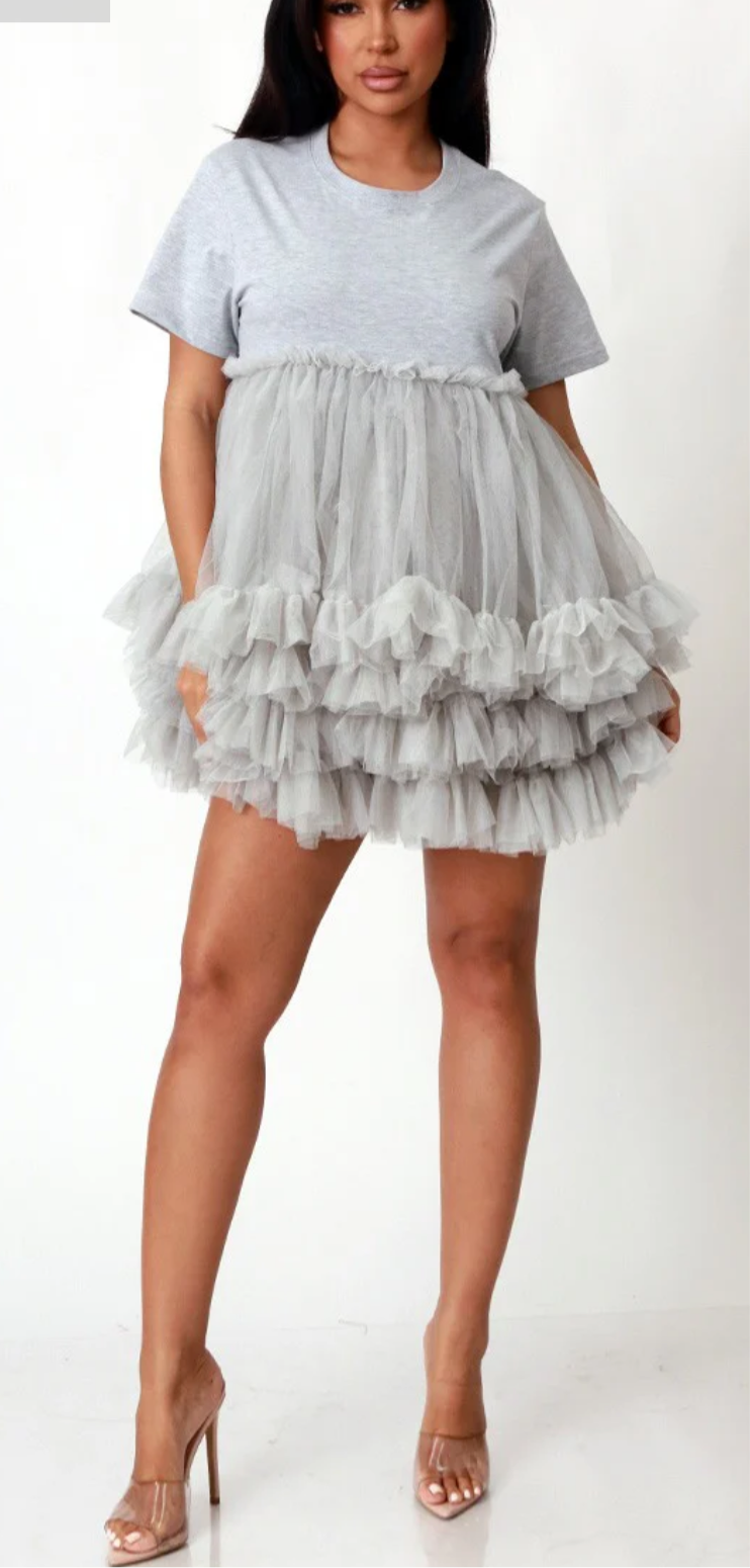 Skylar Grey Tulle Babydoll Dress