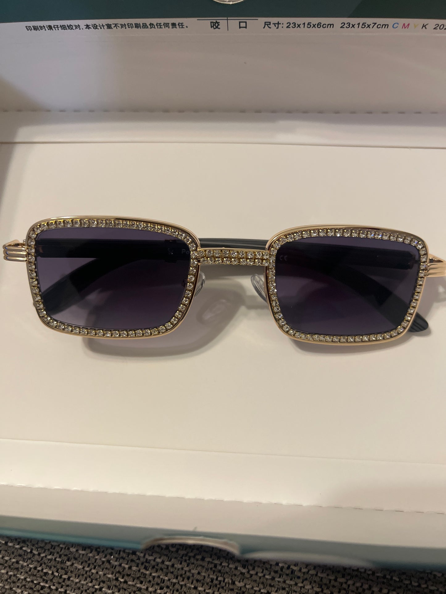 Flossy Rectangle Rhinestone Sunglasses 5276