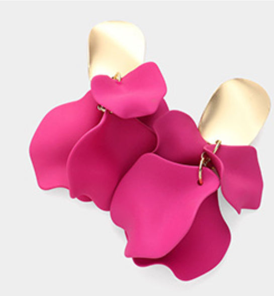 Layered Petal Cluster Drop Earrings