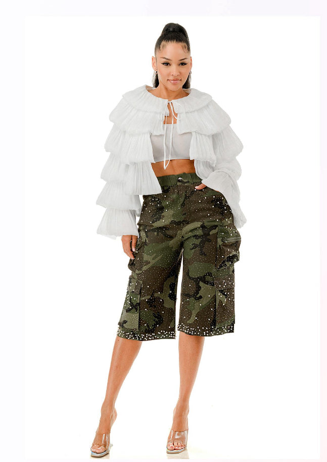 TamTam Tiered Ruffle Cropped Jacket