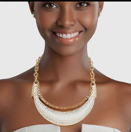 Bold Rhinestone Paved Statement Necklace
