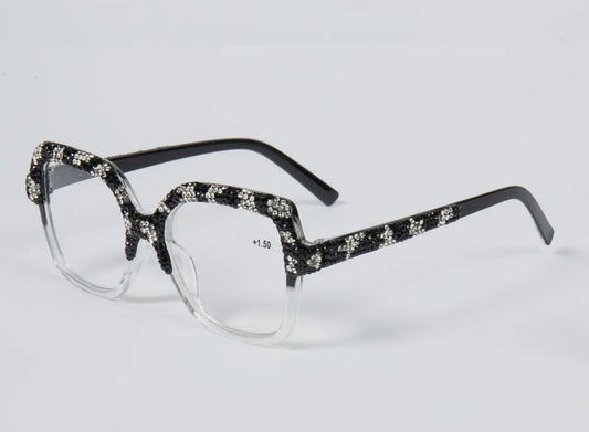 Black &Clear Rhinestone Flossy Readers