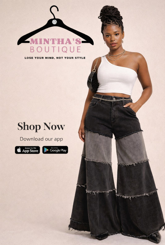 Black &Grey Block Wide Leg Jeans