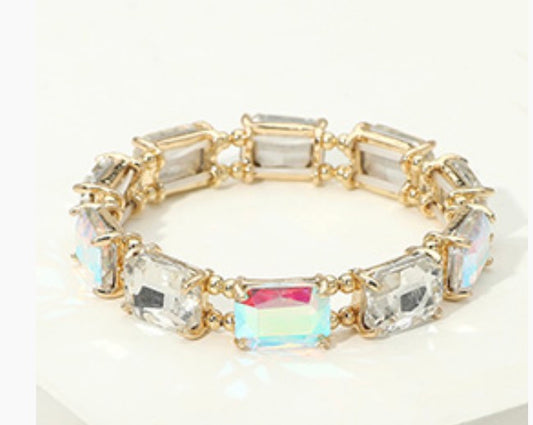 Cushion Square Stone Stretch  Bracelet