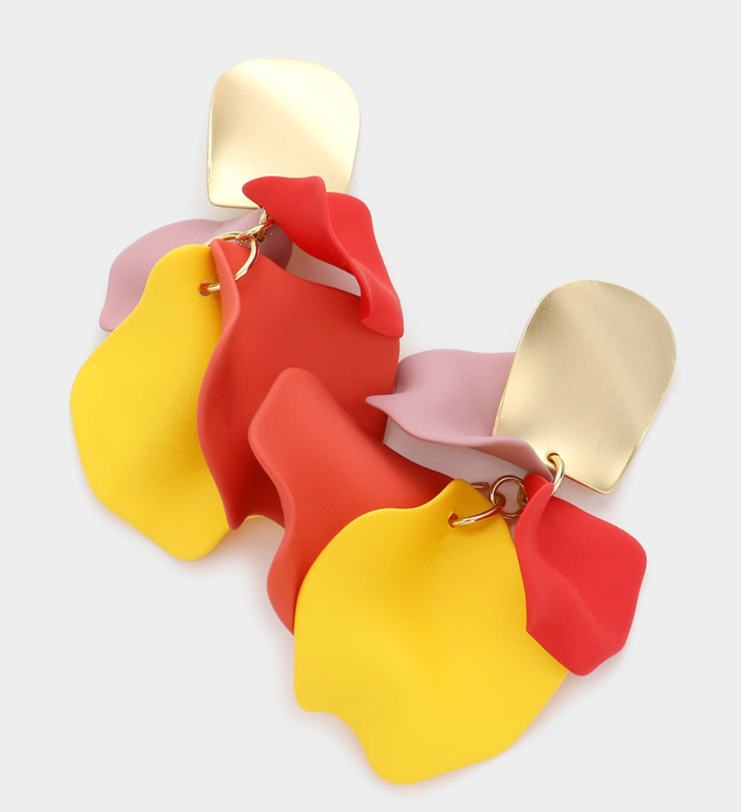Layered Petal Cluster Drop Earrings