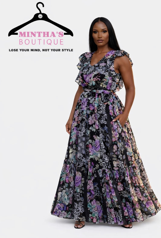Parallel Floral Multi Maxi Dress