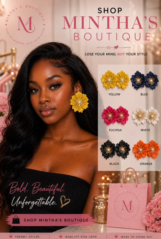 Patel Flower Earrings w/Pearl in the Middle