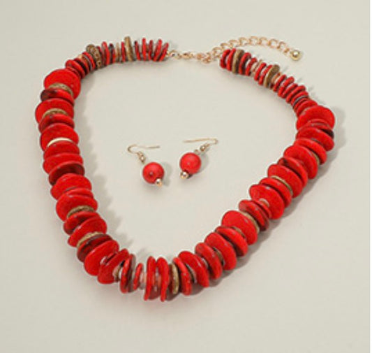 Bold Resin Disc Beaded Statement Necklace