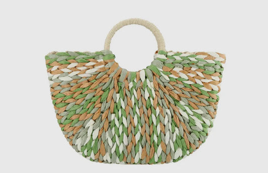 COLORFUL STRAW HANDBAG-Green