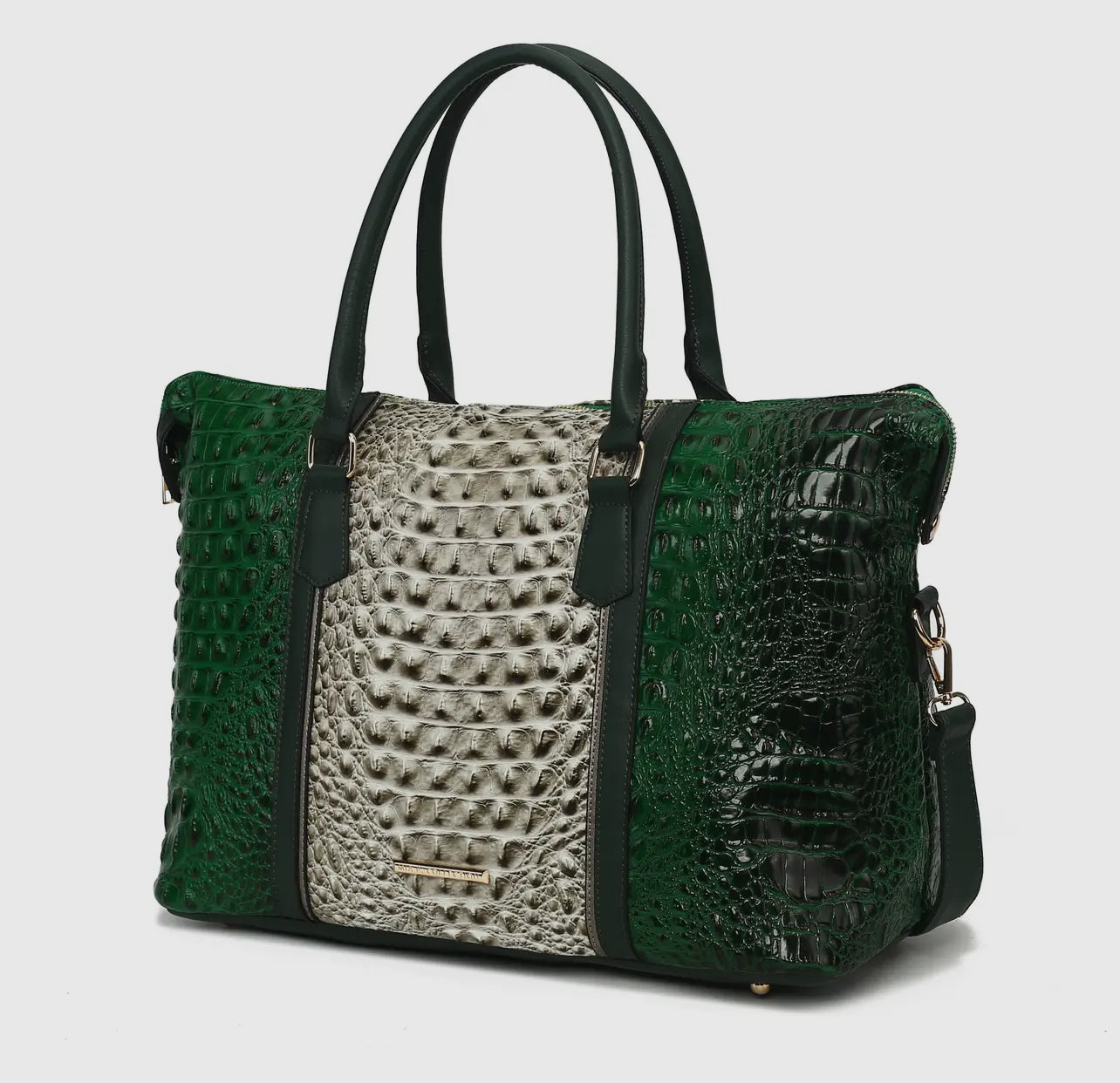 Raven Croc Embossed Duffel Bag_Green