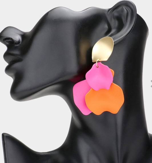Layered Petal Cluster Drop Earrings