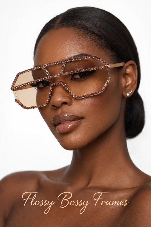 Flossy Bossy Pink Rhinestone Cage Glasses