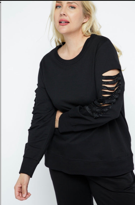 Laser Cut Sleeves w/Bling_Black Only Small