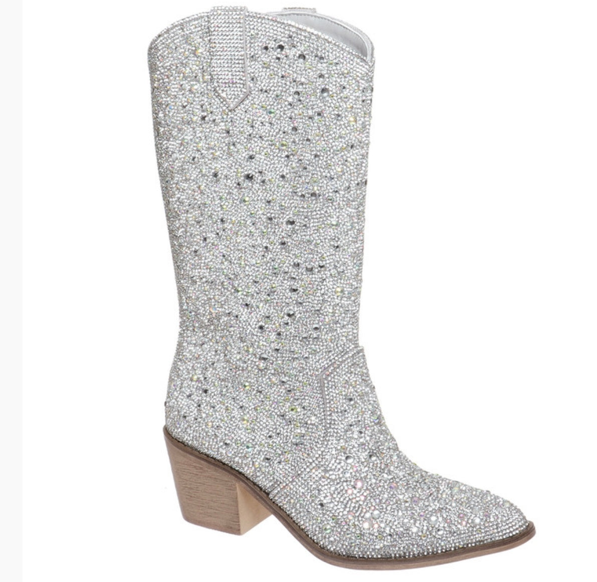 Silver Emery Rhinestone Boot 7.5