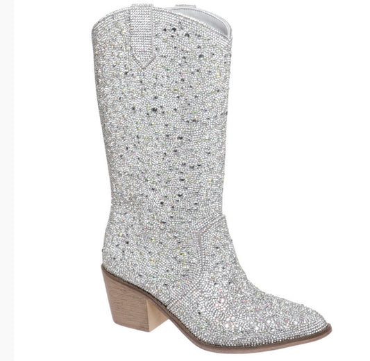 Silver Emery Rhinestone Boot 7.5