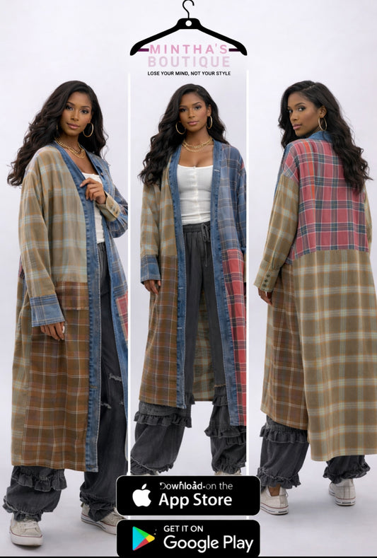 Maddie Mixture of Plaid Color Block Kimono