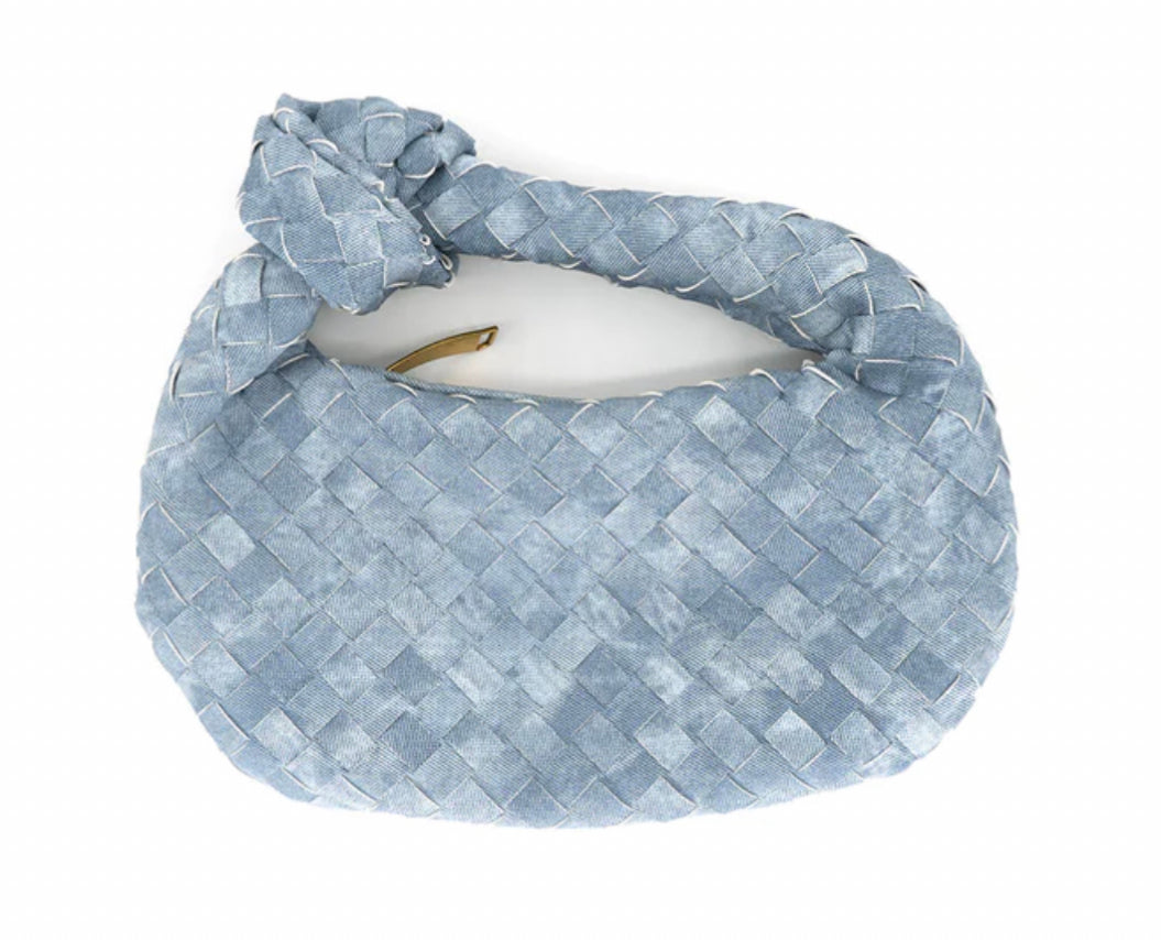 Denim Woven Knotten “Bottega” Bag Light Color Only