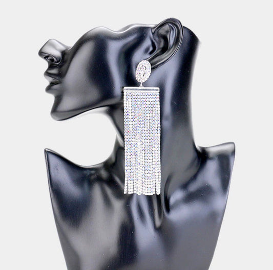 AB Silver Fringe Earrings