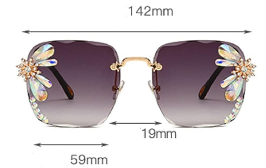 Elegant Flossy Jewel Flower Design Sunglasses