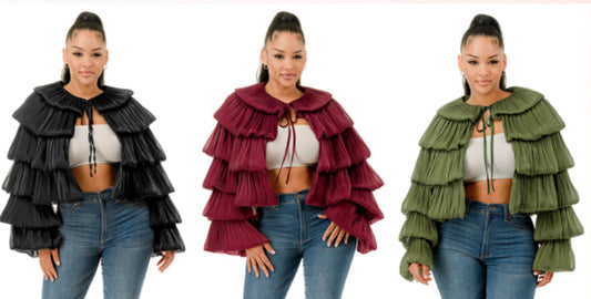 TamTam Tiered Ruffle Cropped Jacket