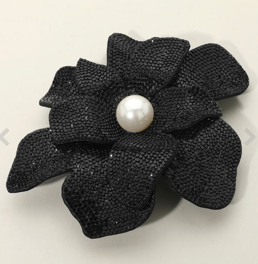 Pearl Accent Bling Studded Flower  Brooch/Hair Pin